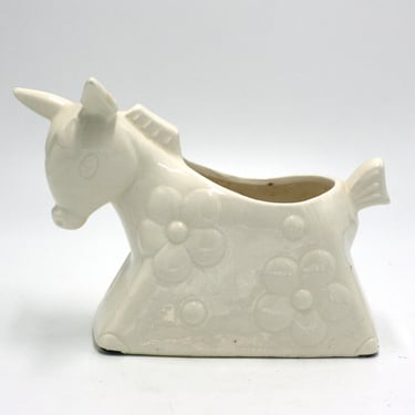 vintage inarco donkey planter ivory ceramic 