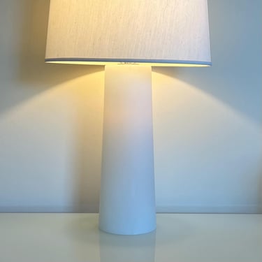 tall handblown frosted glass table lamp with 3way switch 