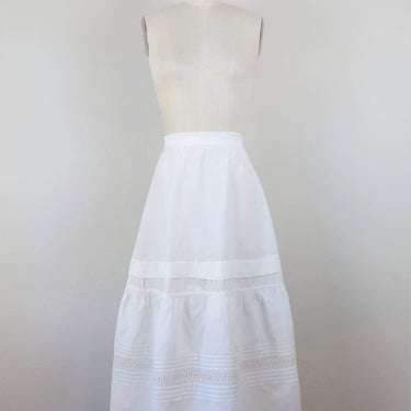 Antique vintage Edwardian petticoat, slip, skirt, cotton, eyelet 