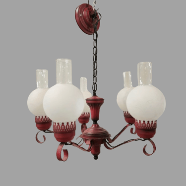 1960s Vintage Red and Black Ombre Chandelier
