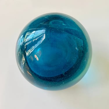 Vintage Blue Glass Paper Weight