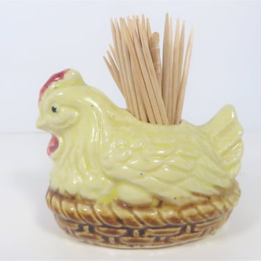 Vintage Chicken Toothpick Holder - Porcelain Chicken Toothpick Holder 