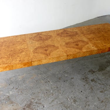 EXL Stunning Milo Baughman for Thayer Coggin Burl Wood Expanding Dinning Table 
