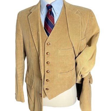 Vintage 1970s/1980s SASSON 2pc CORDUROY Jacket & Vest ~ 40 R ~ suit / blazer / sport coat / waistcoat ~ Ivy / Trad / Preppy / Mod / Western 
