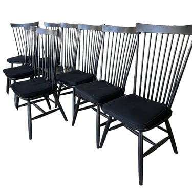8 Black Crate & Barrel Marlow Windsor Dining Chairs MD219-18
