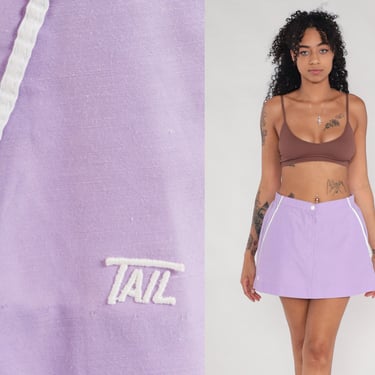80s Mini Skirt Lavender Tail Tennis Skirt High Waist A Line Skirt Retro Sporty Girly Flared Purple Summer Vintage 1980s Medium Large 