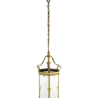 Traditional Brass Plated Steel White Glass Panels Hanging Lantern