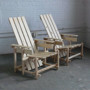 Studio Designed Adirondack Chairs In the Manner of Gerrit Rietveld (Set of 2) 