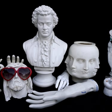 Vintage 18" Classic Mozart Plaster Bust | Wolfgang Amadeus Mozart Head Torso Statue | Oddity Art | Figurative Composter Display Bust 