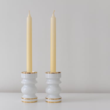 White & Gold Shafford Candlestick Set 