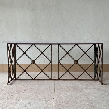 19th C. Italian Forged Iron Table with Marble Top