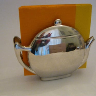 Vintage Silverplate Teapot Napkin Holder 