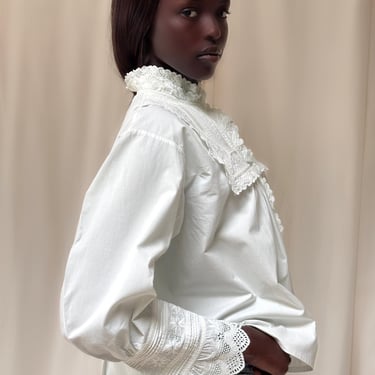 Vintage 1900’s Edwardian Cotton Embroidered Pleated Blouse 