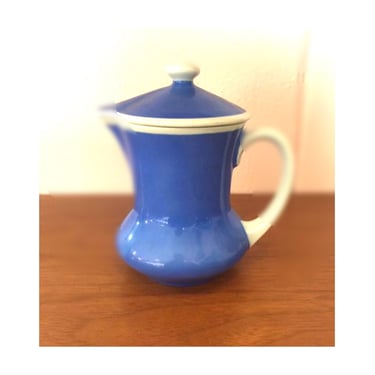 Vintage Mod 1960s Mid Century Modern Electric Blue Coffee Creamer or Small Pitcher Made in Czech Republic 