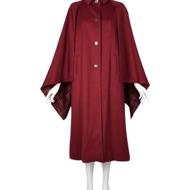 Hermes Vintage 1970s Burgundy Wool Inverness Cape