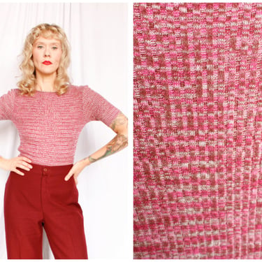 1970s Purple & Pink Elli Knit Sweater - Medium 
