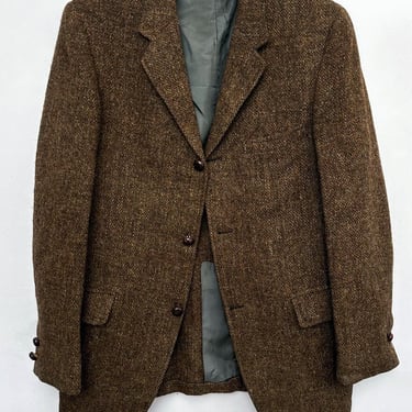 40s 50's Men's Harris Tweed Suit Jacket Brown Green Wool Vintage 1950s Blazer Sport Coat English Country Mid Century Preppy 41" Chest, 1940s 