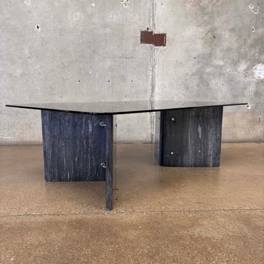 Italian Marble Coffee Table w/Original Smoked Glass Top