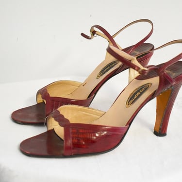 1970s Cleo-Bottier Oxblood Leather Heels, Size 40 