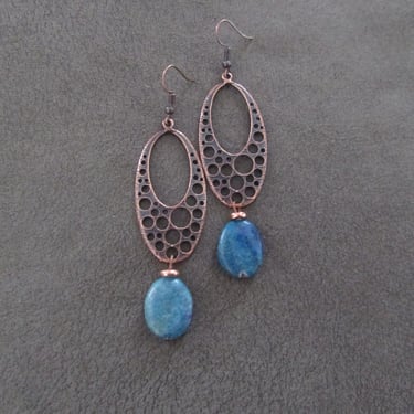 Copper and turquoise mid century earrings 
