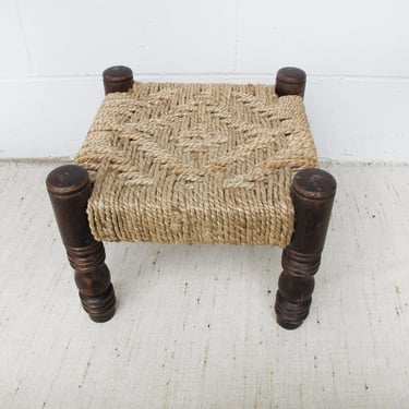 Woven Stool with Primitive Wood Frame 