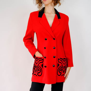 Vintage 80s Louis Feraud Red & Black Double Breasted | The Vault