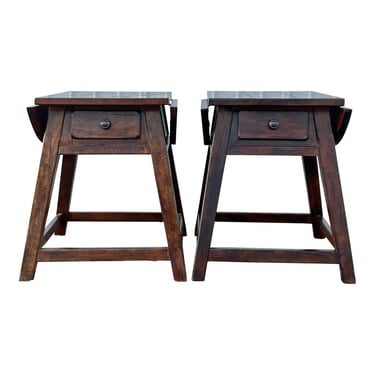 Broyhill Attic Heirlooms Drop Leaf Side Tables - a Pair 