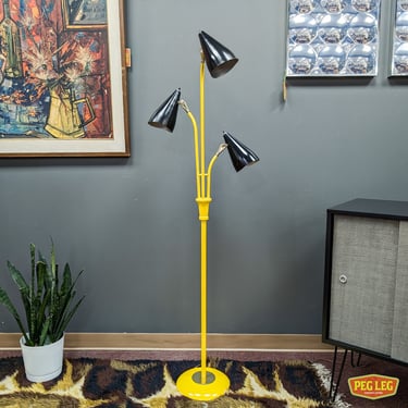 Mid-Century Modern floor lamp with three shades