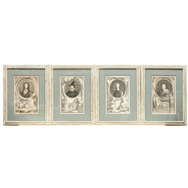 18th Century English Framed Original Antique Engraving Set of 4 