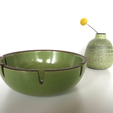 Vintage Heath Ceramics 6 1/2" Ashtray, Modernist Ceramics Cigarette/Cigar Bowl In Avocado Green, Edith Heath Ceramics 