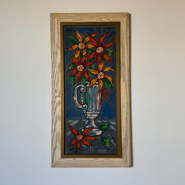 1970's Vintage Duarte Still Life Oil On Canvas Painting, Framed 