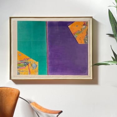 1980s Janet Grodin Monoprint- Color Plane I, After Richard Diebenkorn, Vintage Abstract Art 