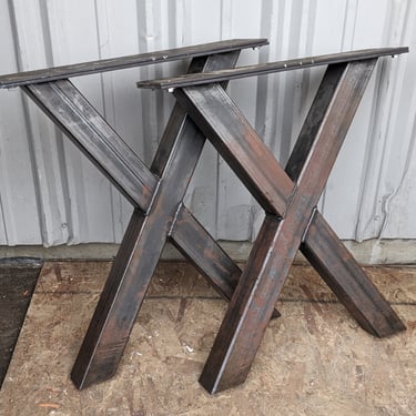 Custom Hand Made Heavy Steel Table Leg Pair