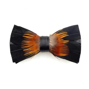 TBD Orange Feather Bow Tie Set