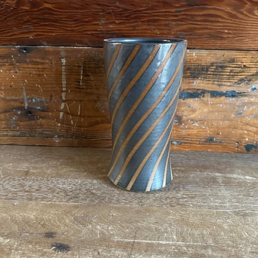 Vase - Grey and Brown Diagonal Stripes 