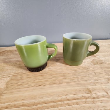 Anchor Hocking Fire King Green Mugs 