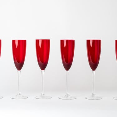 Red Champagne Flutes - Set of 6 