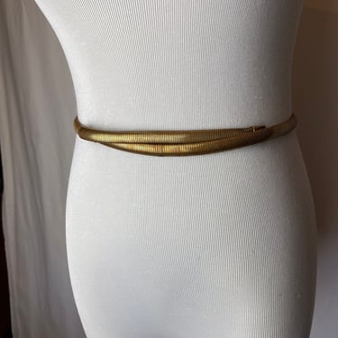 Vintage 60’s 70’s gold skinny belt skinny slinki chain link belt~ glam dressy belt size M- L 
