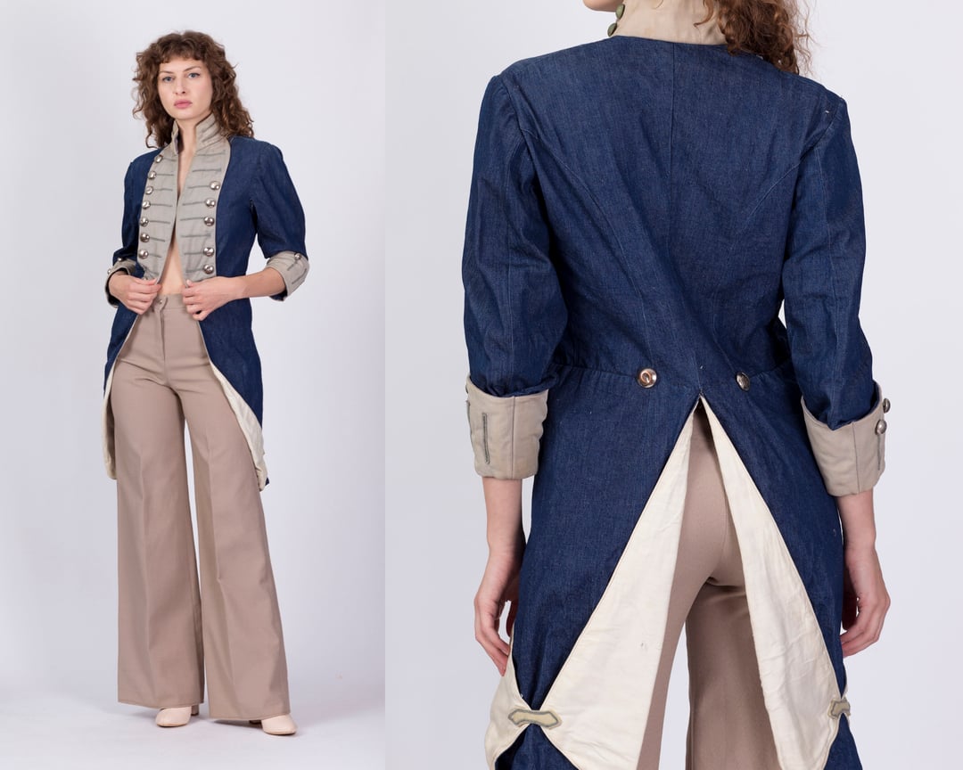 1800s Costume Denim Military Tailcoat - Extra Small | Vintage Uniform ...