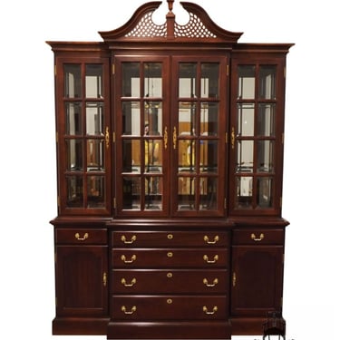 PENNSYLVANIA CLASSICS Solid Cherry Traditional Chippendale Style 66" Lighted Display Pediment China Cabinet 