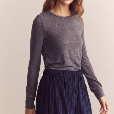 Amente Wool Blend Lightweight Knit Top - Heather Grey