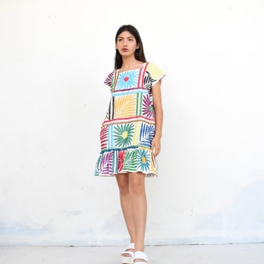 Embroidered Mexican Dress. Ruffle Dress 