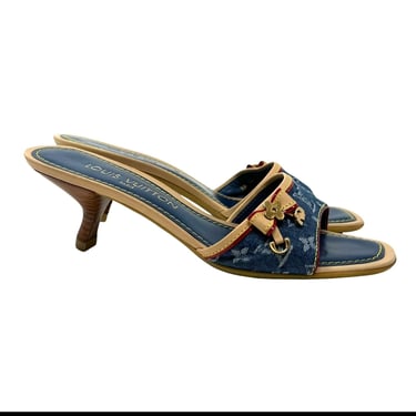 Louis Vuitton Blue Denim Kitten Heels