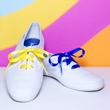Satin Ribbon Shoelaces | Black Yellow Blue Pink 