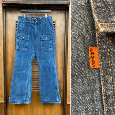 Vintage 1970’s w33 Levi’s Orange Tab “Bush Pants” Hippie Flare Denim Jeans, 70’s Workwear, Vintage Clothing 