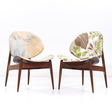 Seymour James Weiner for Kodawood Mid Century Clam Shell Chairs - Pair - mcm 