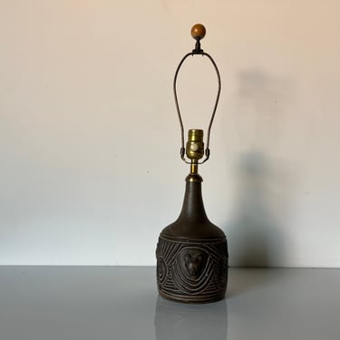 Mid-Century Handmade Studio Pottery Table Lamp , Signed 