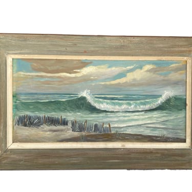 Early 20th Century Signed Original Seascape Oil Painting 