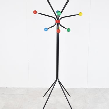 Mid century atomic coat stand, 1950s - vintage coloured ball coat stand - roger feraud style coat stand 