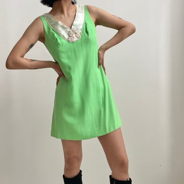 1960s Green & White Mini Dress 